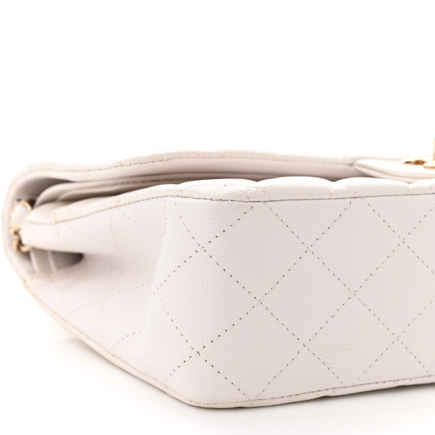 Caviar Quilted Medium Double Flap White