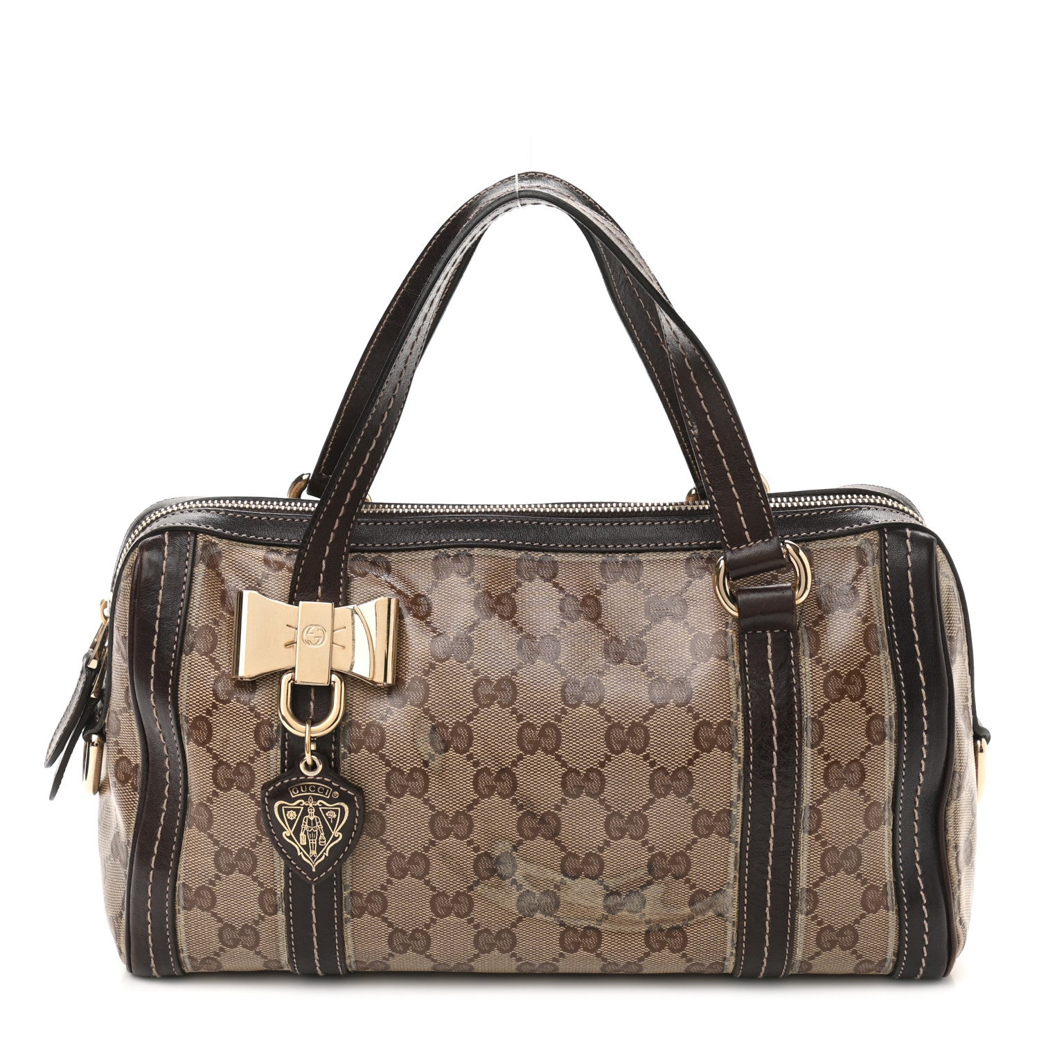 Gucci Crystal Monogram Duchessa Boston Bag Brown 1 of 12