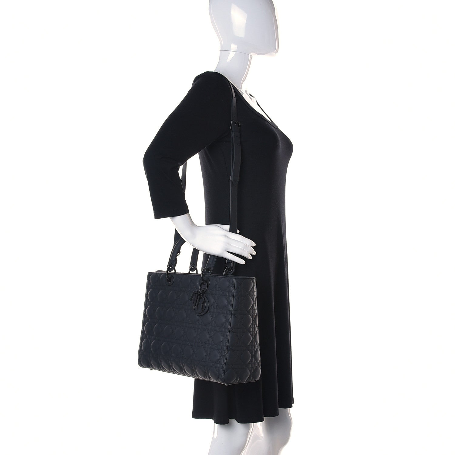 Christian Dior Ultra Matte Calfskin Cannage Large Lady Dior Black 2 of 14