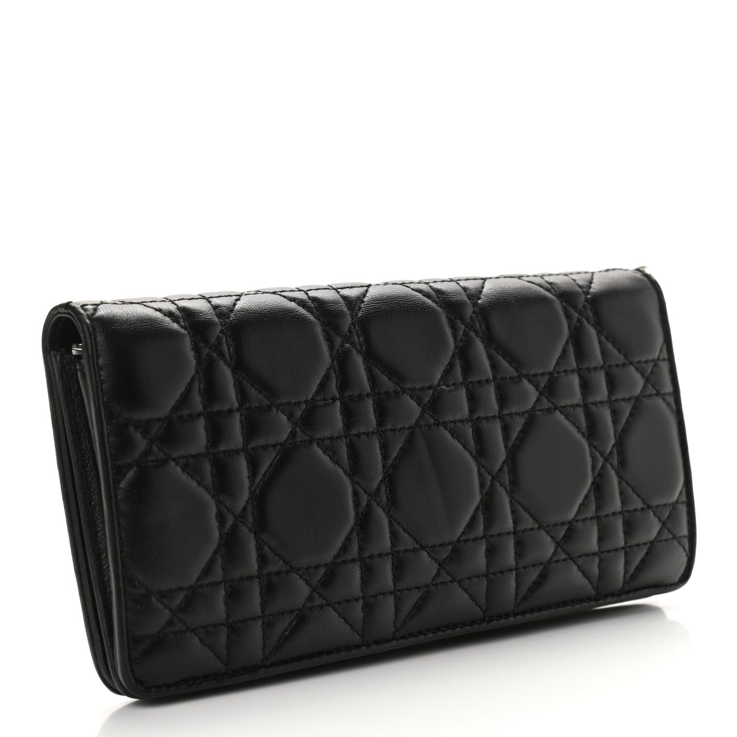 Christian Dior Lambskin Cannage Rendezvous Wallet Black 3 of 7