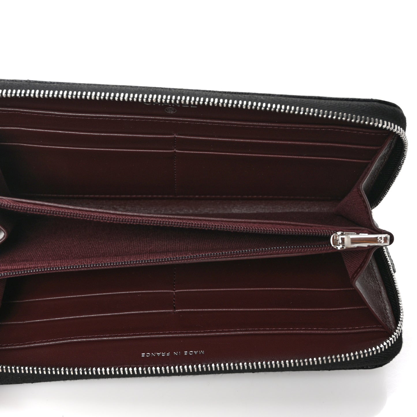 Caviar Quilted Large Gusset Zip Around Wallet Black