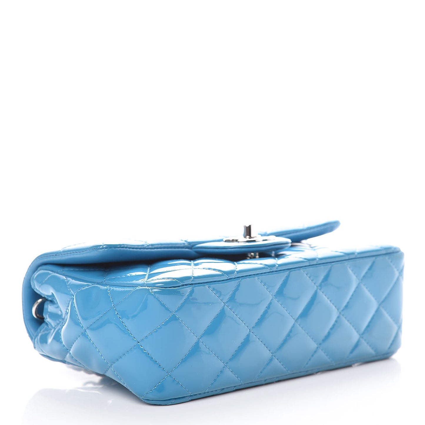 Patent Quilted Mini Rectangular Flap Turquoise