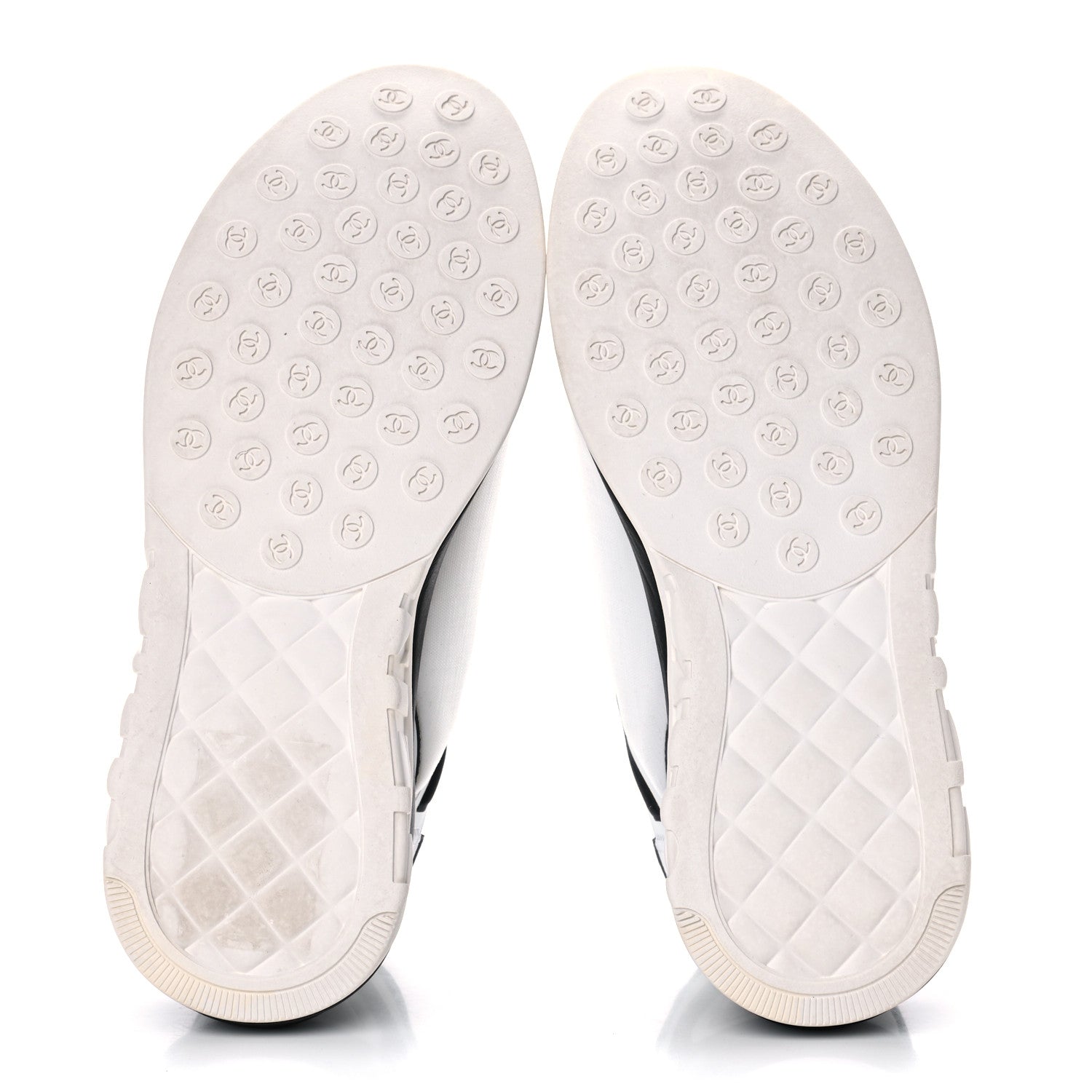 Chanel Lycra Womens CC Sneakers 39.5 White Black 5 of 12