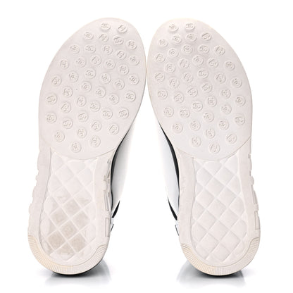 Chanel Lycra Womens CC Sneakers 39.5 White Black 5 of 12