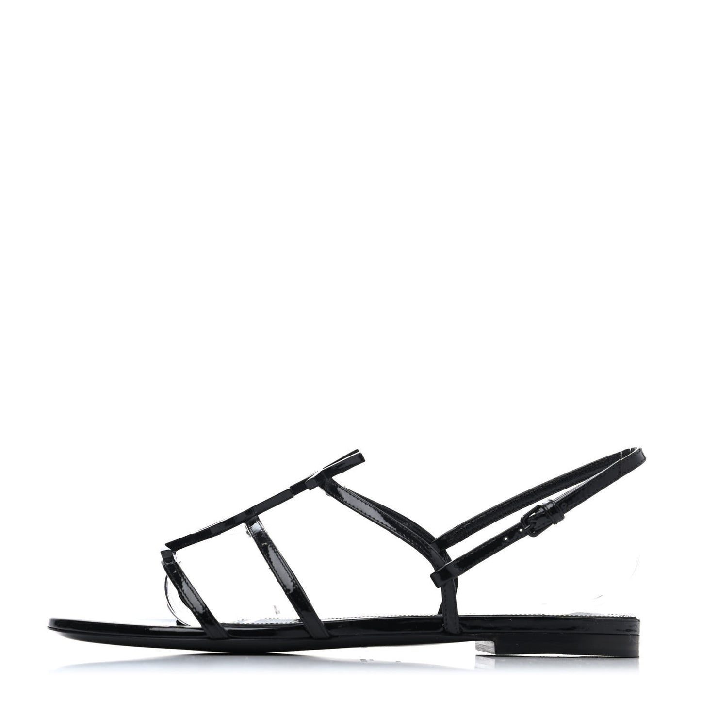 Patent Calfskin Cassandra Monogram Sandals 37.5 Black