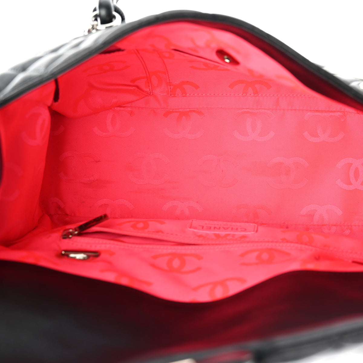 Calfskin Quilted Large Cambon Flap Black White