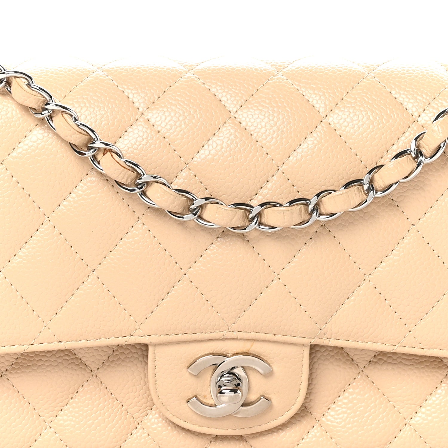 Chanel Caviar Quilted Medium Double Flap Beige Clair 8 of 10