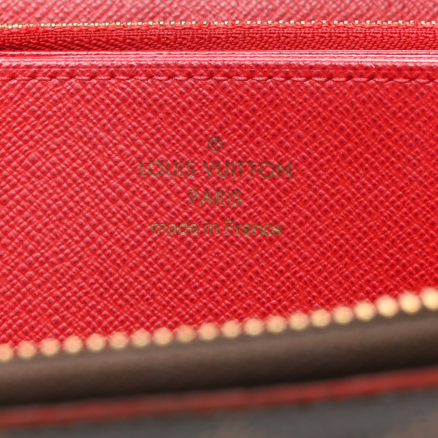 LOUIS VUITTON Damier Ebene Studded Zippy Wallet Cherry