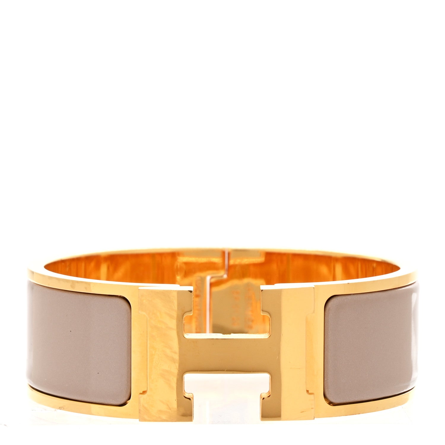Hermes Enamel Wide Clic Clac H Bracelet Marron Glace 1 of 5
