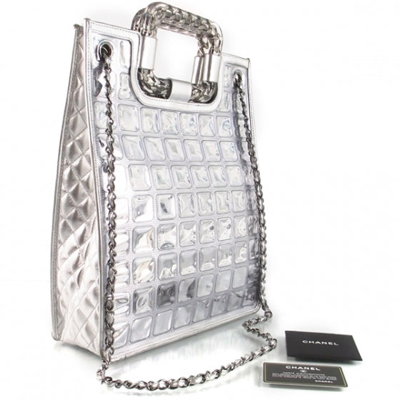 Chanel Vinyl Ice Cube Large Shopper Tote Silver 4 of 11