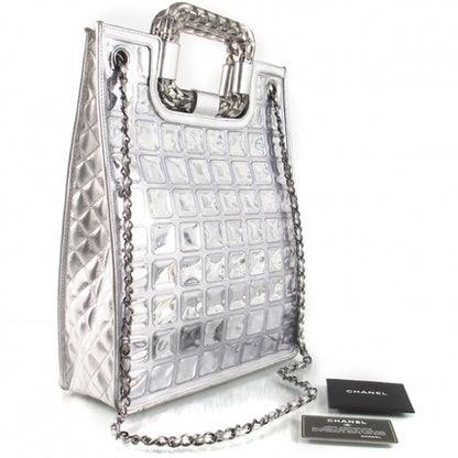 Chanel Vinyl Ice Cube Large Shopper Tote Silver 4 of 11