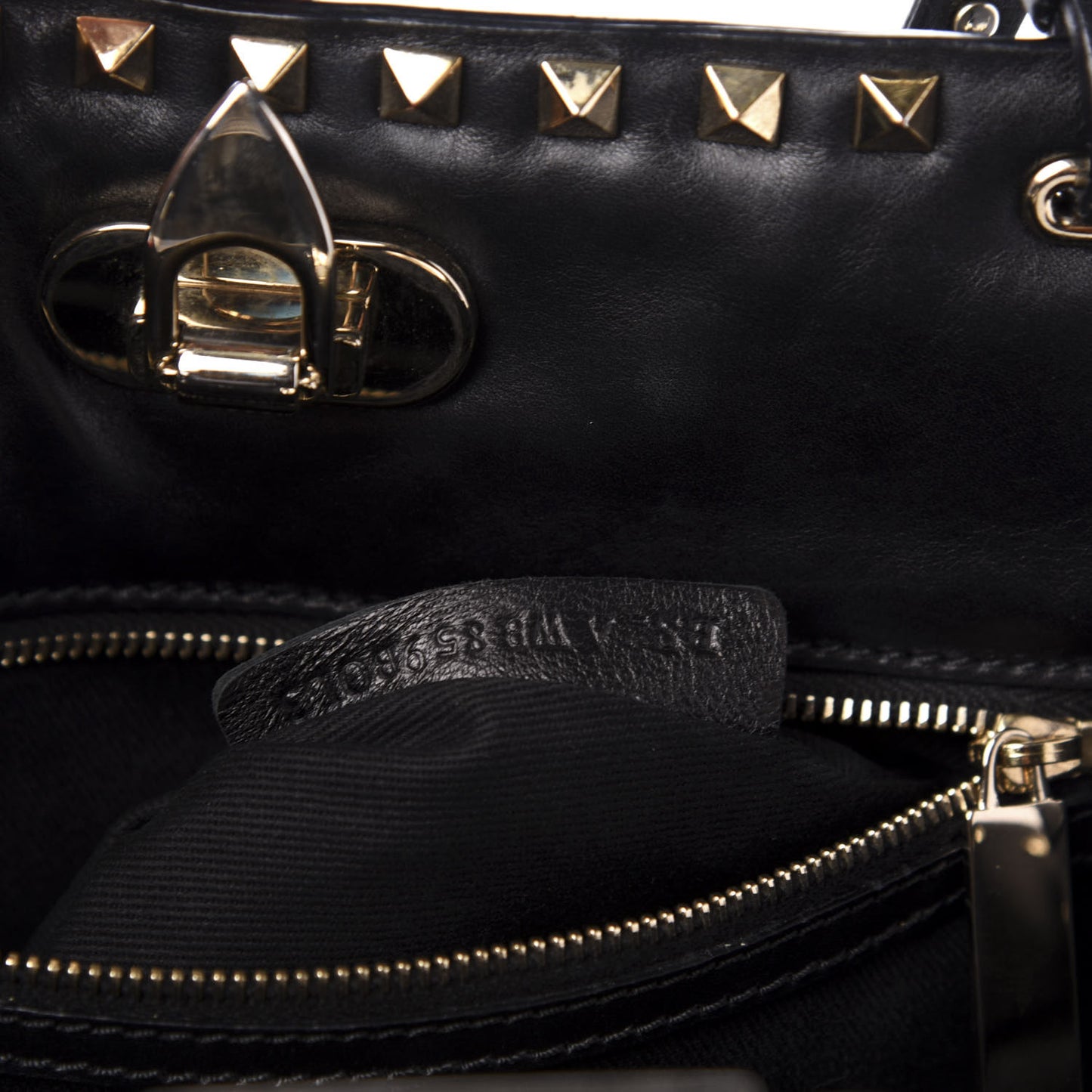 Vitello Rockstud Shoulder Satchel Black