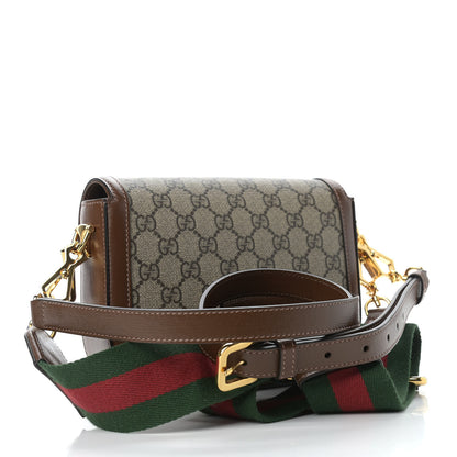 Gucci GG Supreme Monogram Web Mini Horsebit 1955 Shoulder Bag Beige Brown Sugar 3 of 10