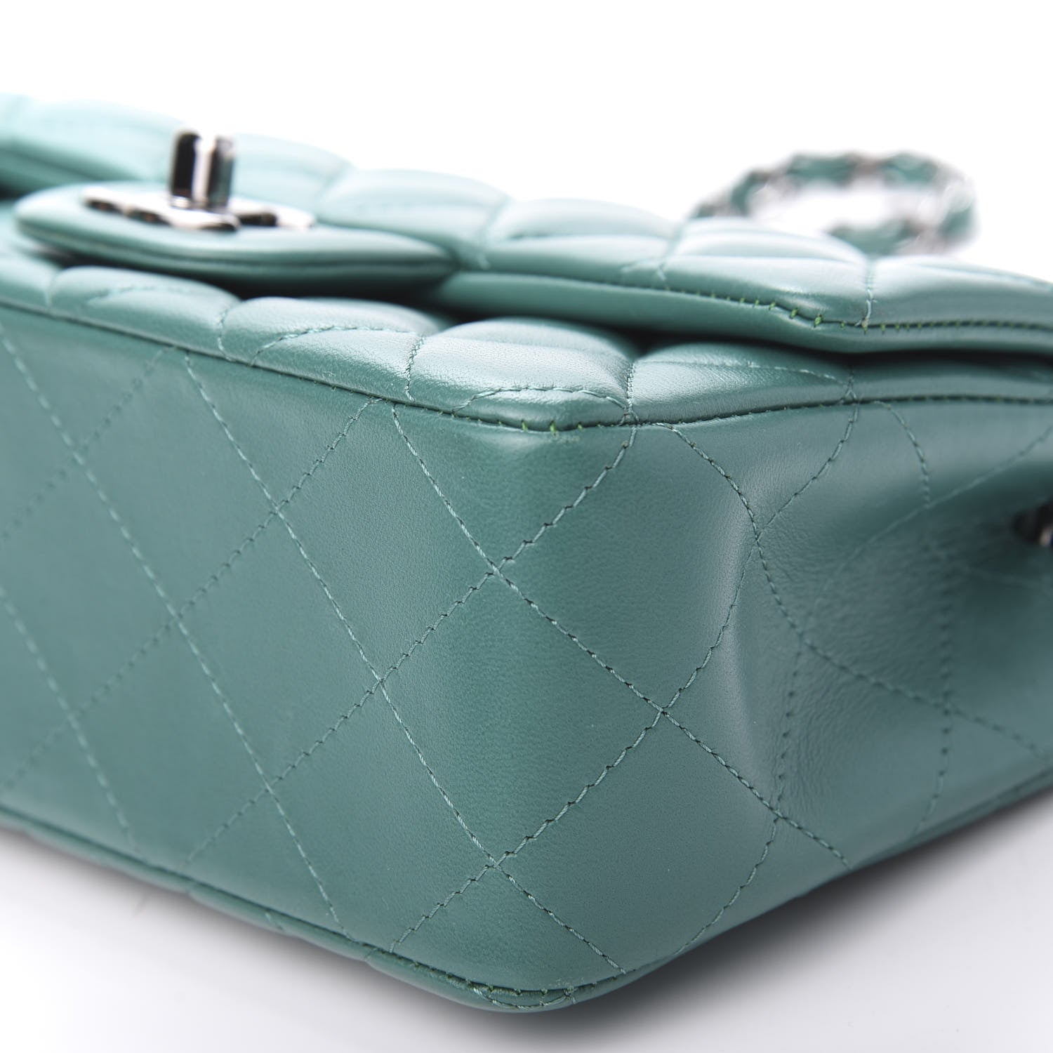 Chanel Lambskin Quilted Mini Rectangular Flap Green 9 of 12