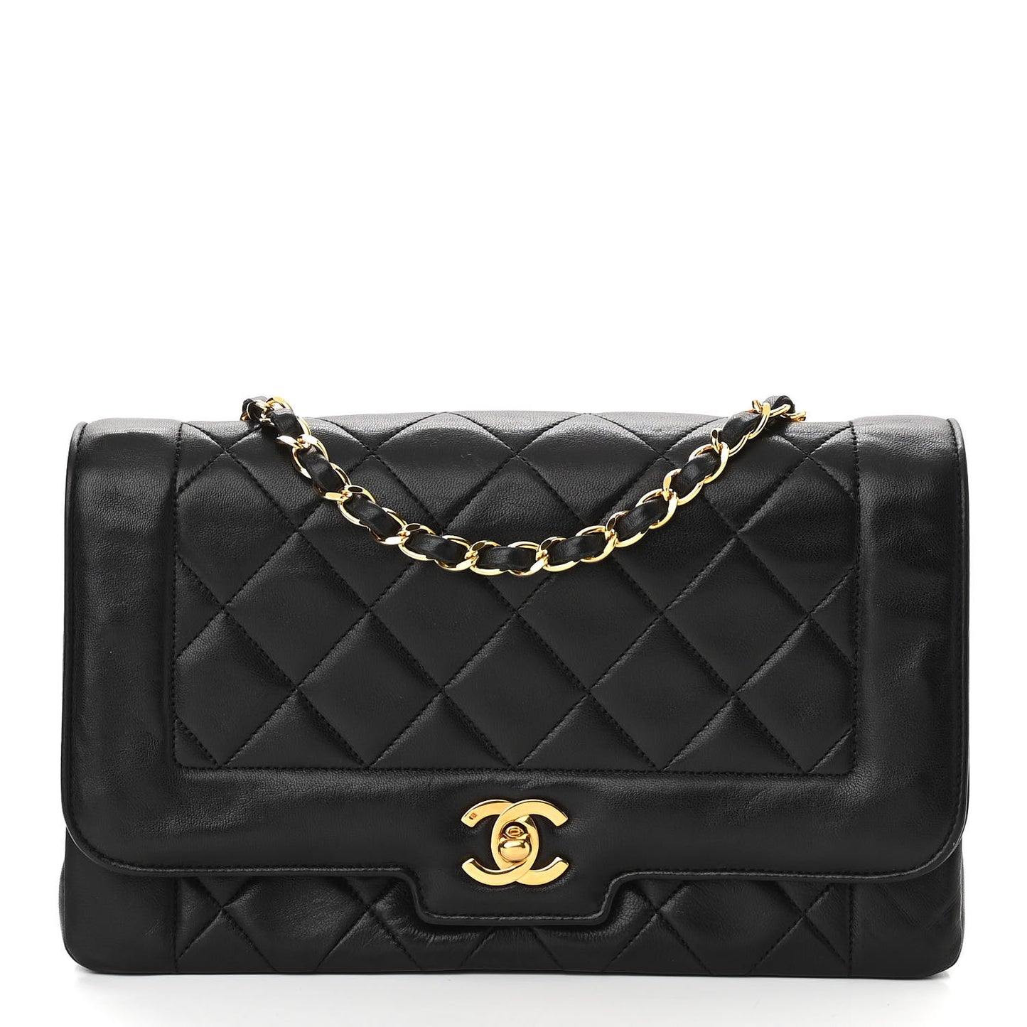 Lambskin Quilted Medium Single Flap Black
