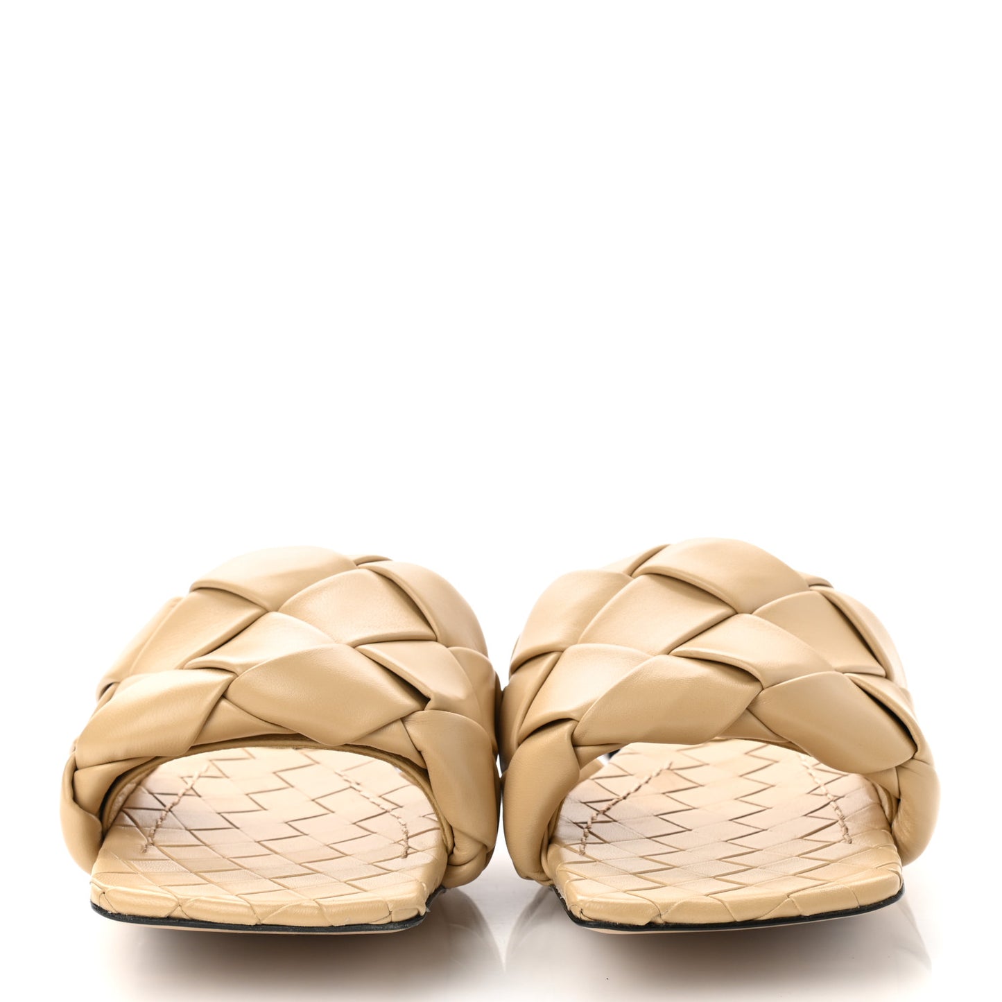 Nappa Maxi Intrecciato Lido Flat Sandals 40 Cane Sugar