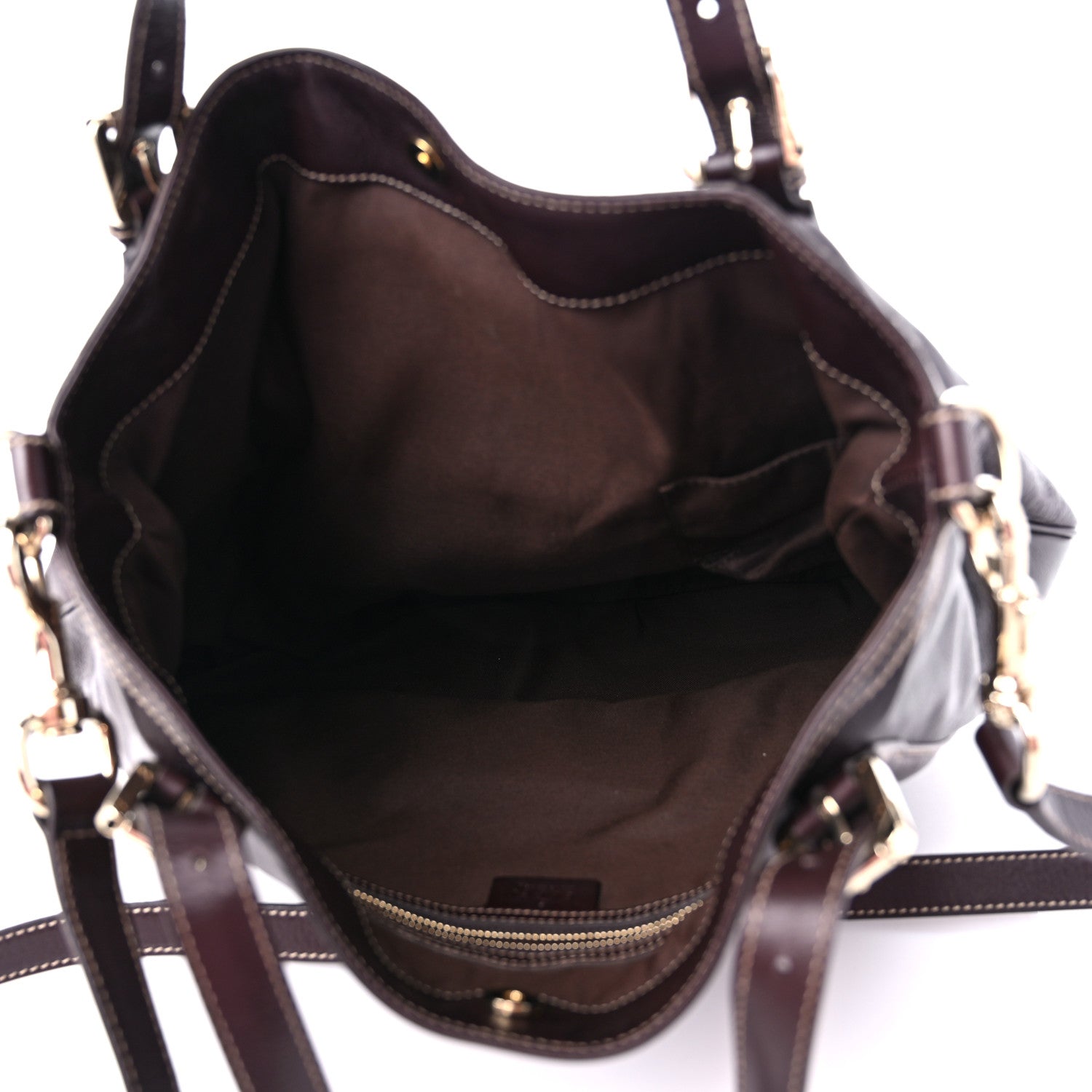 Gucci Calfskin Medium Britt Tote Dark Brown 5 of 10