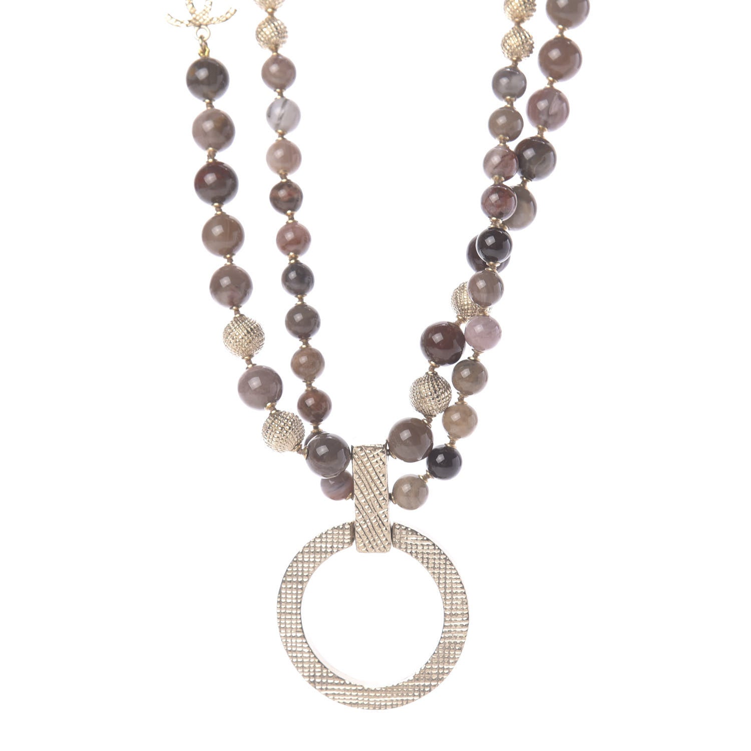 Chanel Beaded CC Necklace Gold Mauve 1 of 5