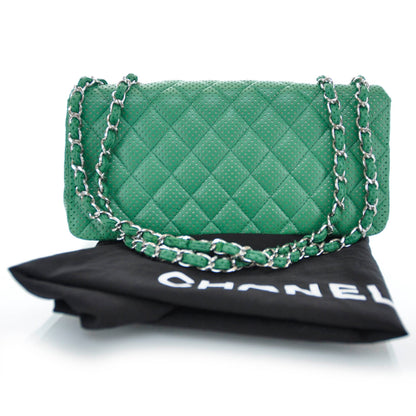 Chanel Calfskin Perforated East West Flap Green 3 of 11