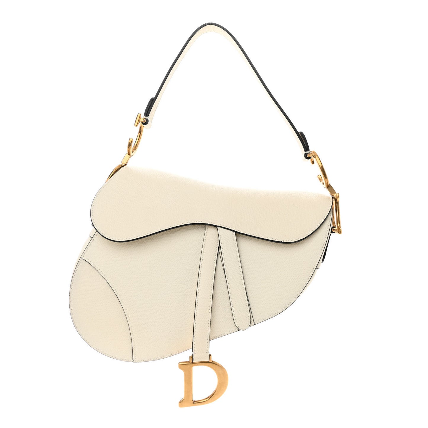 Grained Calfskin Saddle Bag White