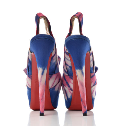Christian Louboutin Satin Tie and Dye Greissimo Slingback Platform Pumps 37 Multicolor 7 of 9