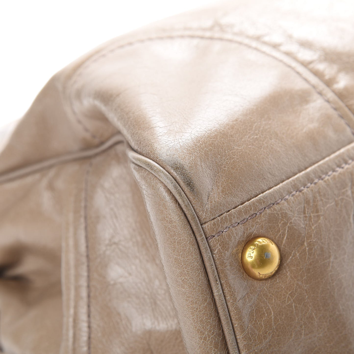 Vitello Shine Shopping Satchel Argilla