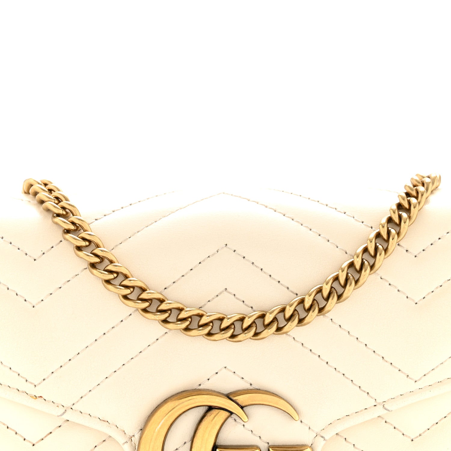 Gucci Calfskin Matelasse GG Marmont Chain Wallet Mystic White 8 of 16