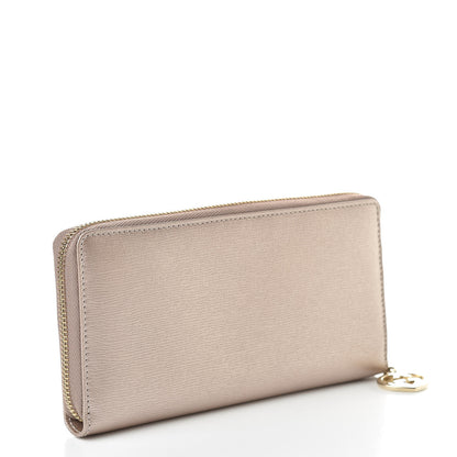 Gucci Metallic Shangai Calfskin Lovely Zip Around Wallet Dark Shell 3 of 8
