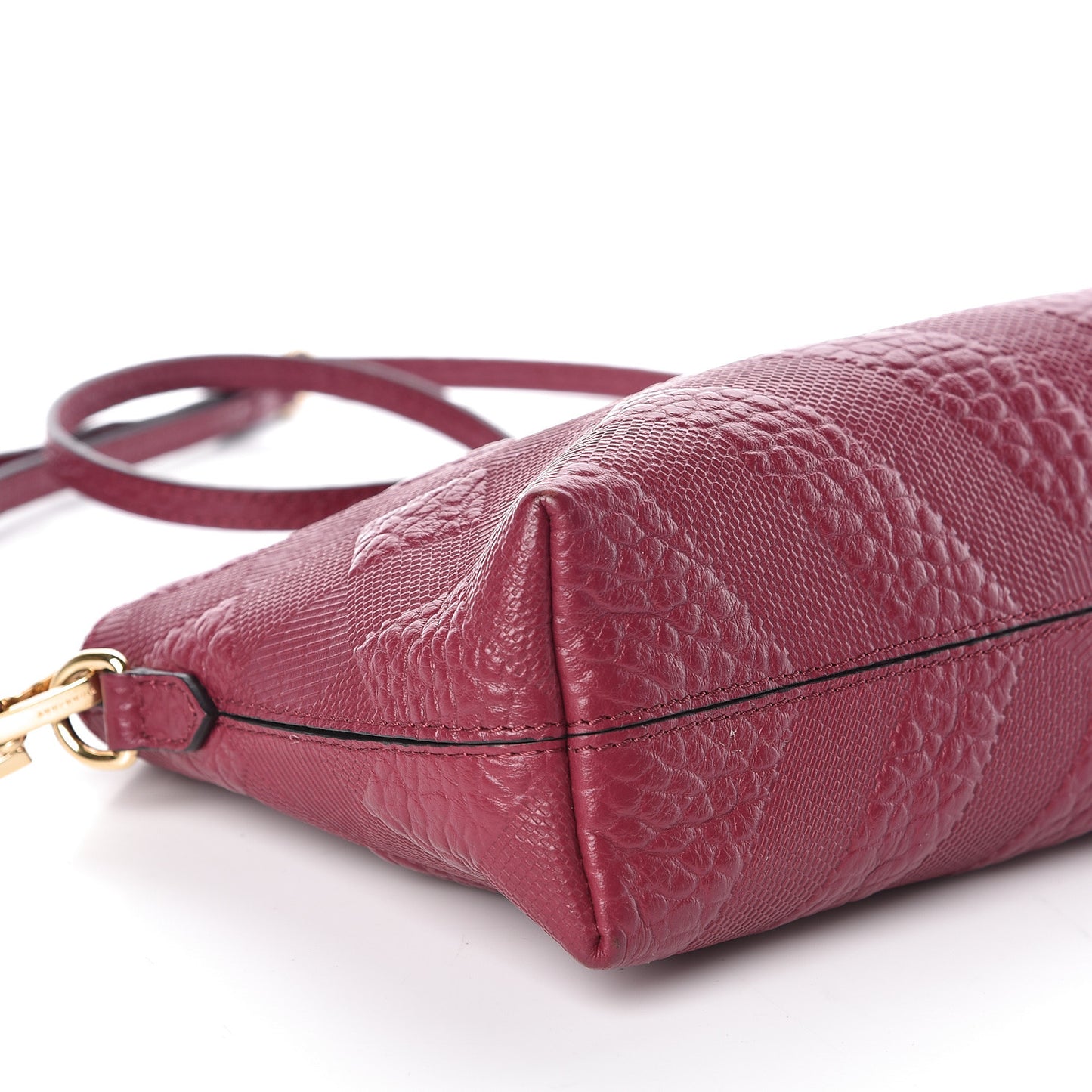 Signature Grain Calfskin Check Embossed Small Chichester Crossbody Clutch Bag Dark Plum