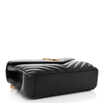Saint Laurent Sheepskin Matelasse Chevron Monogram Medium College Bag Black 4 of 9