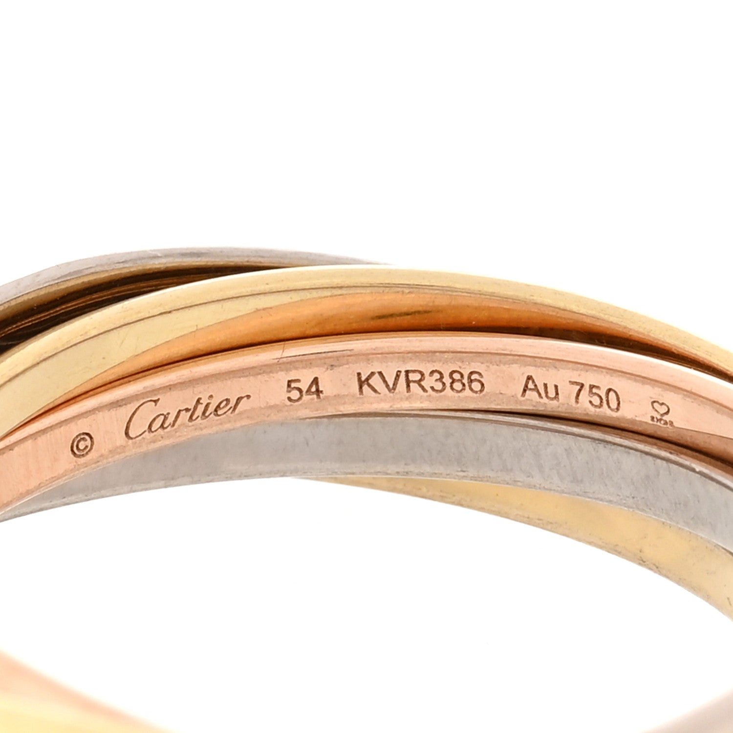 Cartier 18K Pink Yellow White Gold 7 Band Trinity Ring 54 7 4 of 5