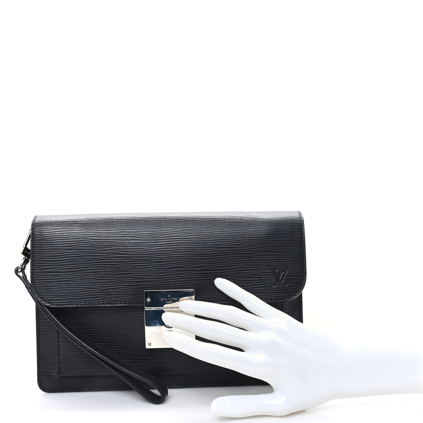 Epi Pochette Sellier Dragonne Clutch Black