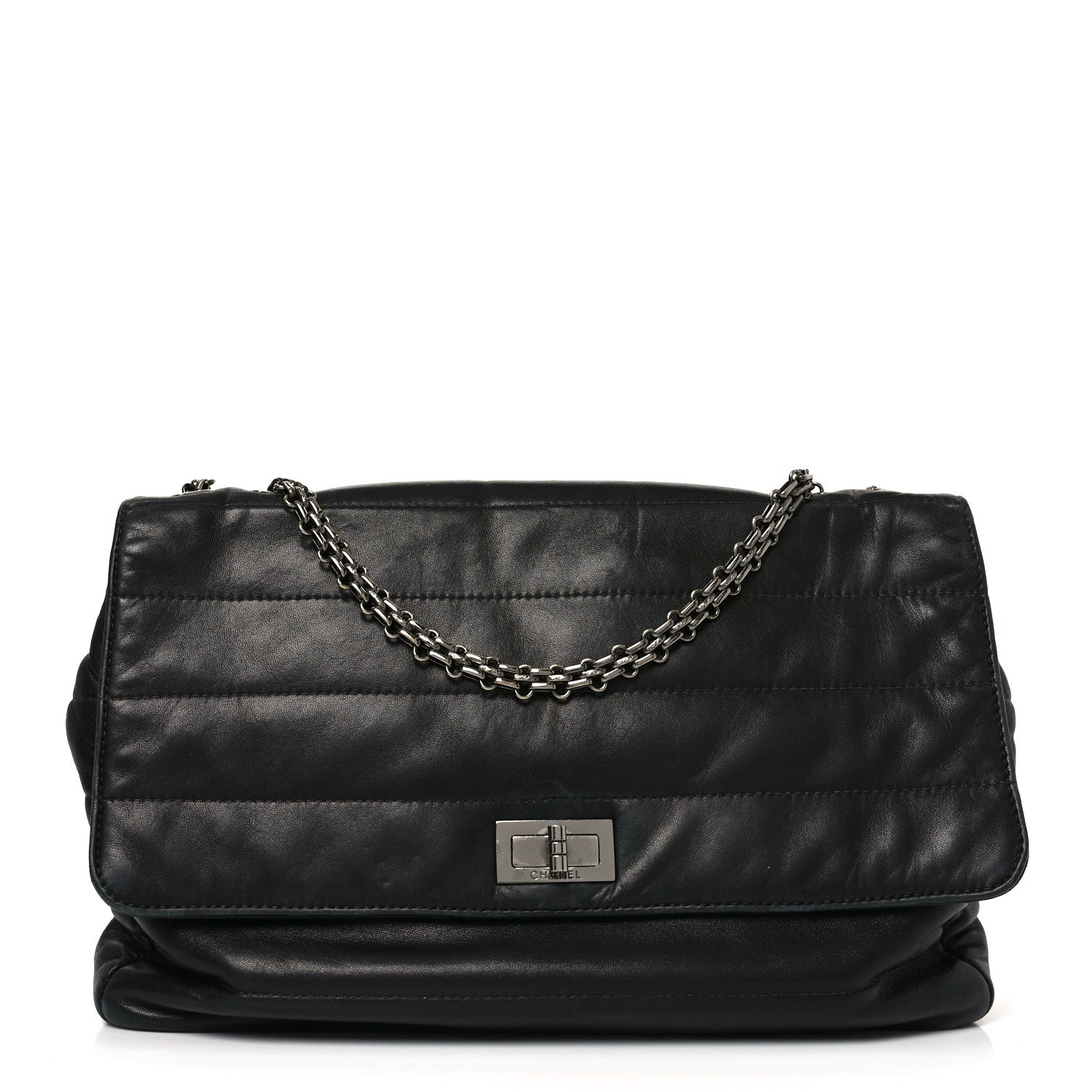 Chanel Lambskin Horizontal Quilt Jumbo Mademoiselle Flap Black 1 of 10