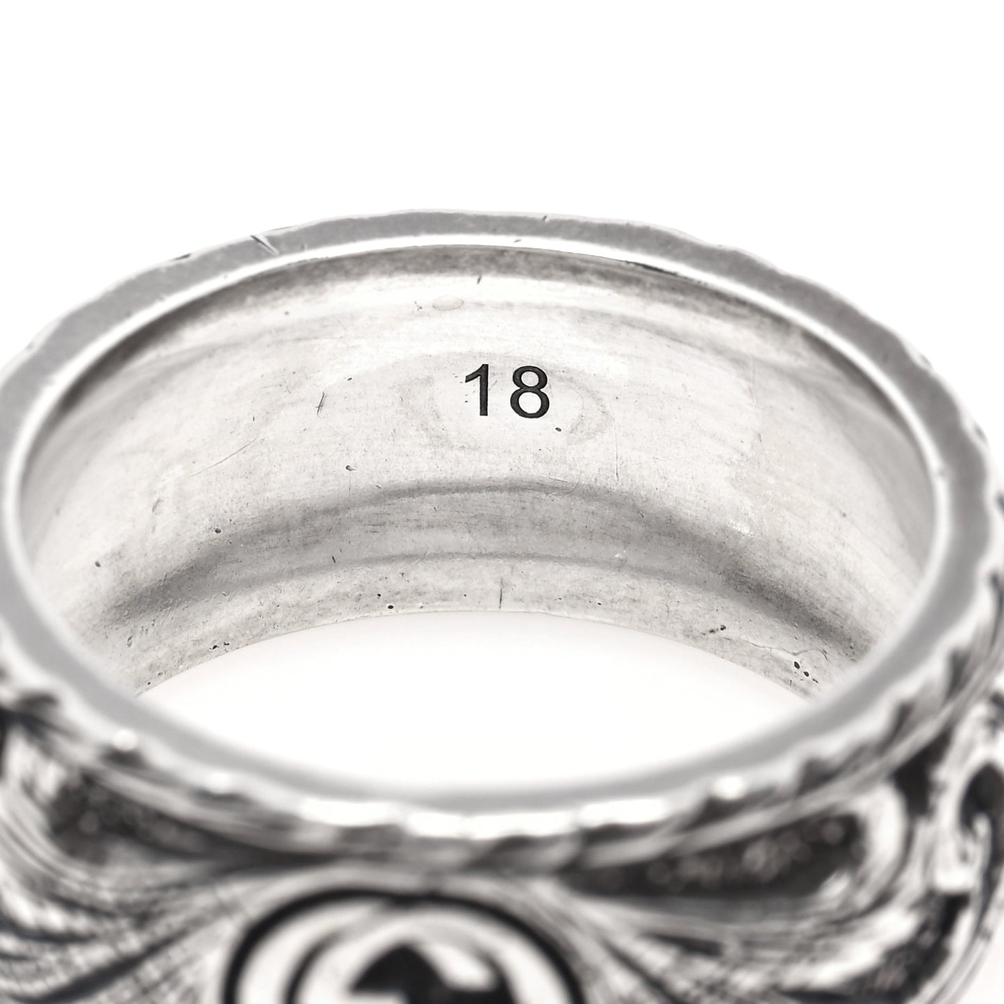 Sterling Silver Thin Feline Band Ring 57 8