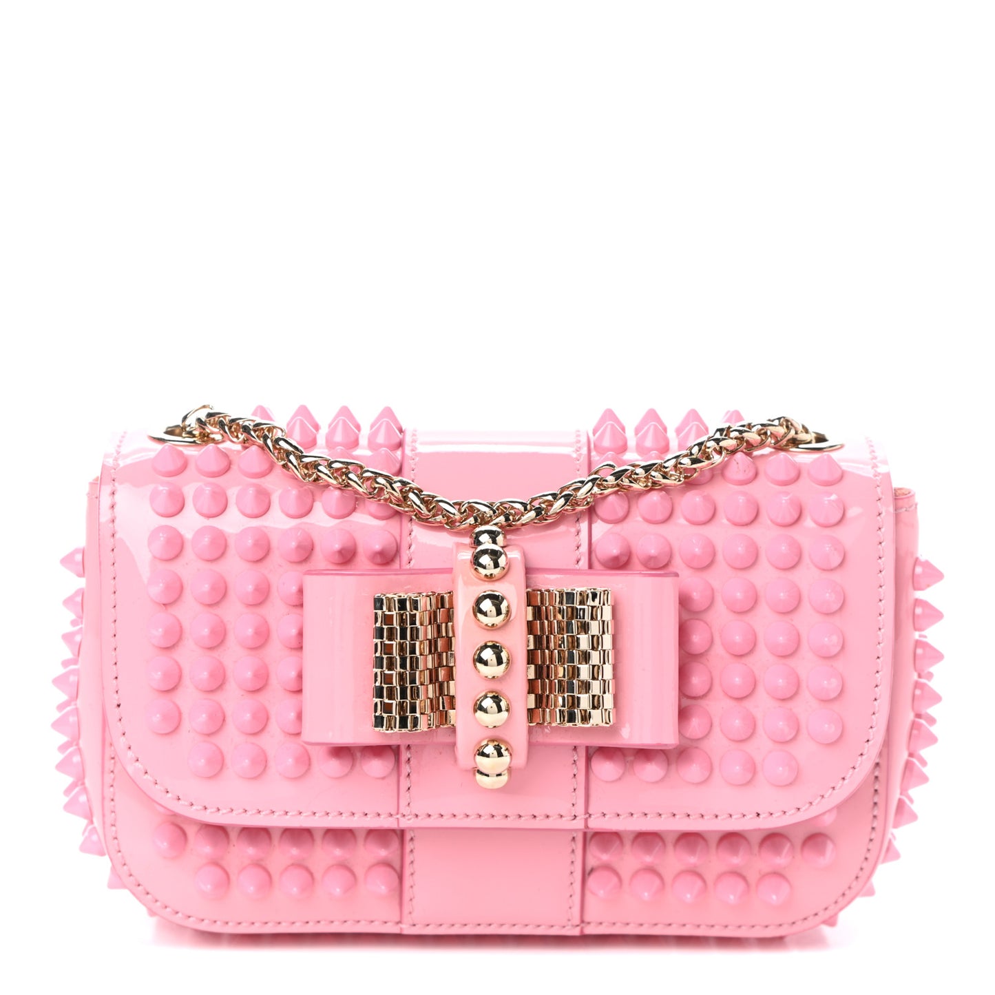 Patent Spiked Sweety Charity Crossbody Bag Rose