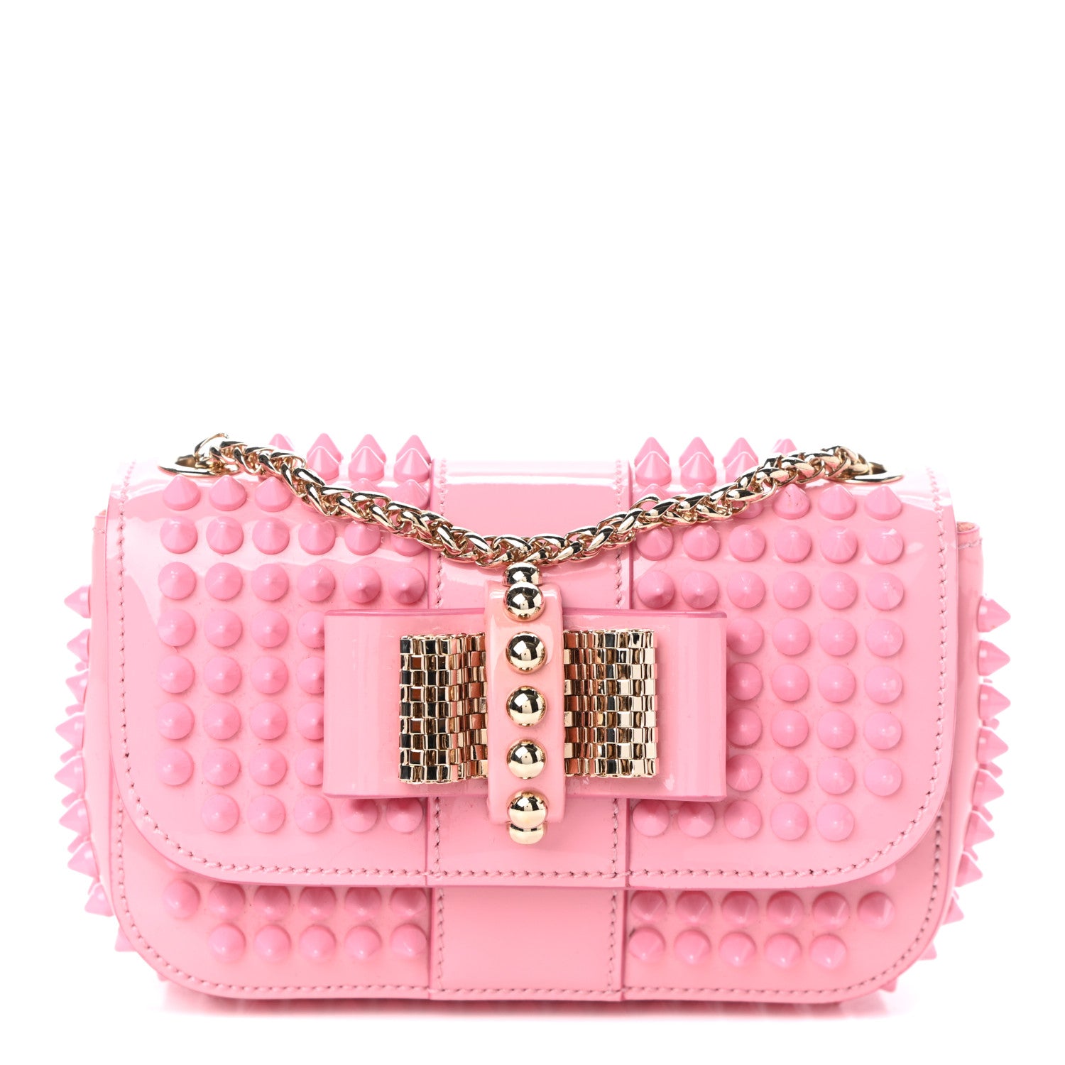 Christian Louboutin Patent Spiked Sweety Charity Crossbody Bag Rose 1 of 10