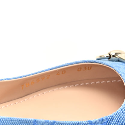 Gucci Canvas GG Monogram Horsebit Womens Slingback Ballet Flat 40 Light Blue 8 of 9