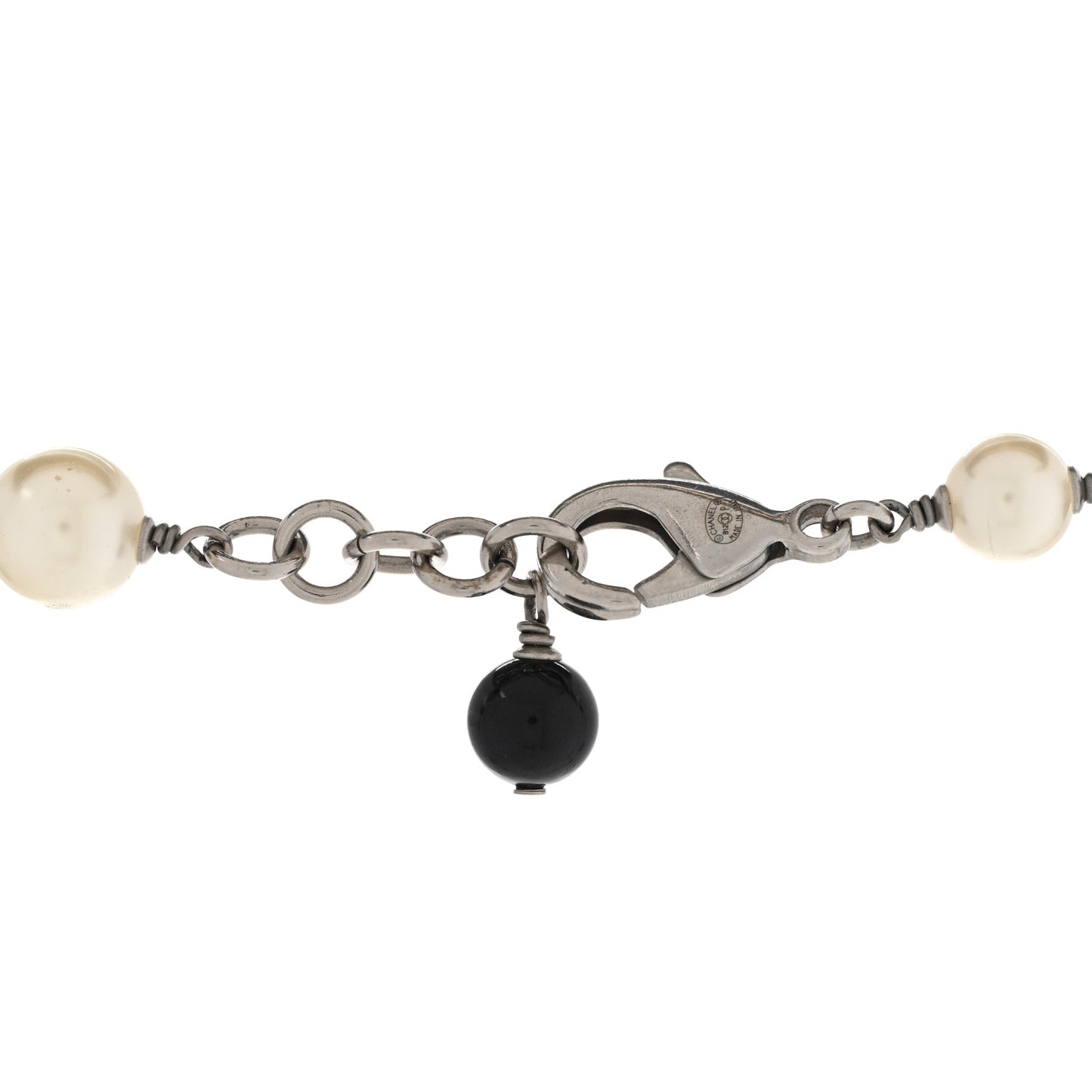 Crystal Pearl Star CC Short Necklace Silver