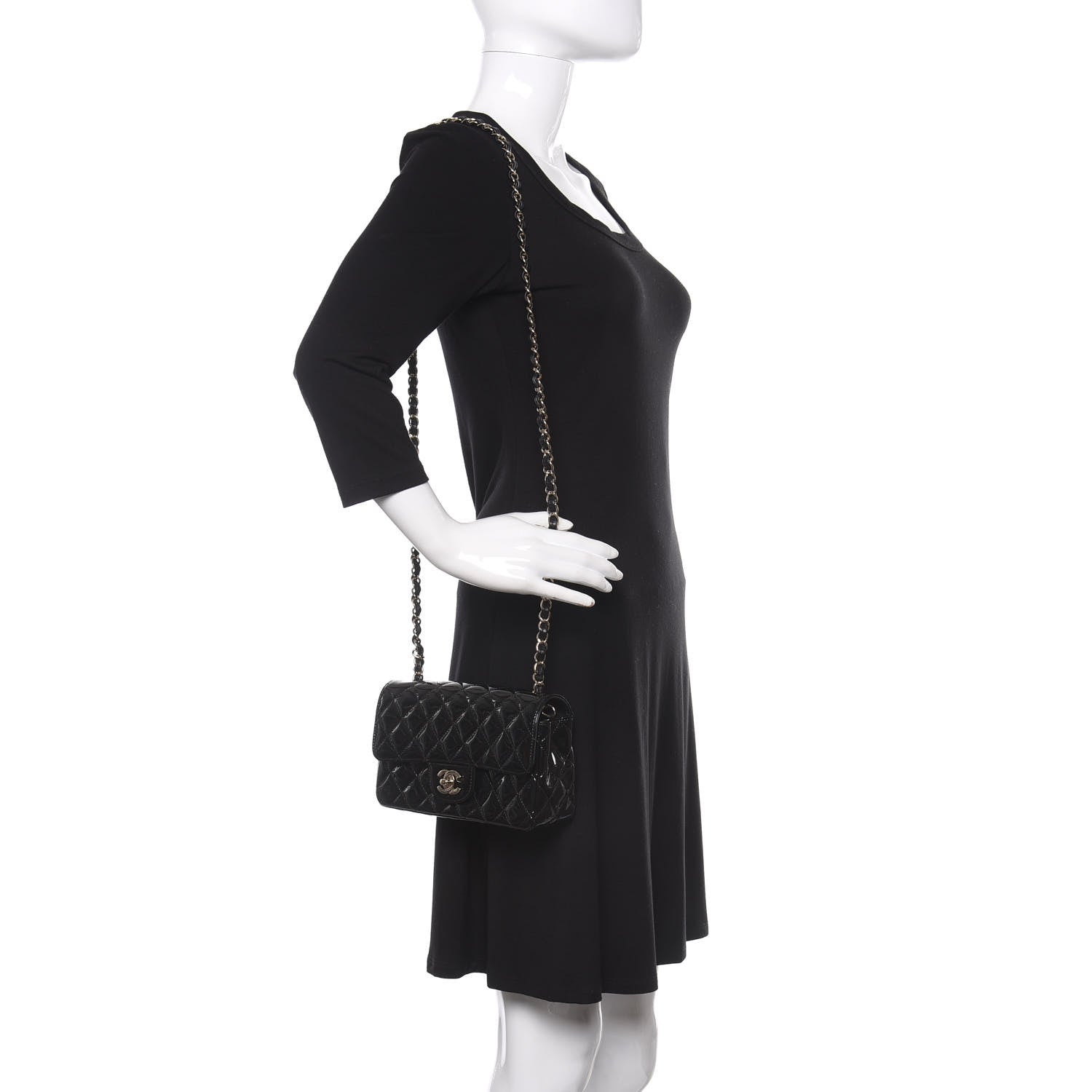 Chanel Patent Calfskin Quilted Mini Rectangular Flap Black 2 of 10
