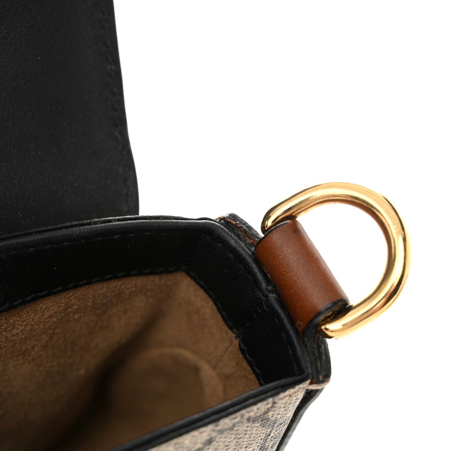 GG Supreme Monogram Web Medium Padlock Messenger Shoulder Bag Black