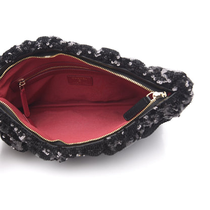 Chanel Sequins Quilted Large Chanel 19 Pouch Black 5 of 9