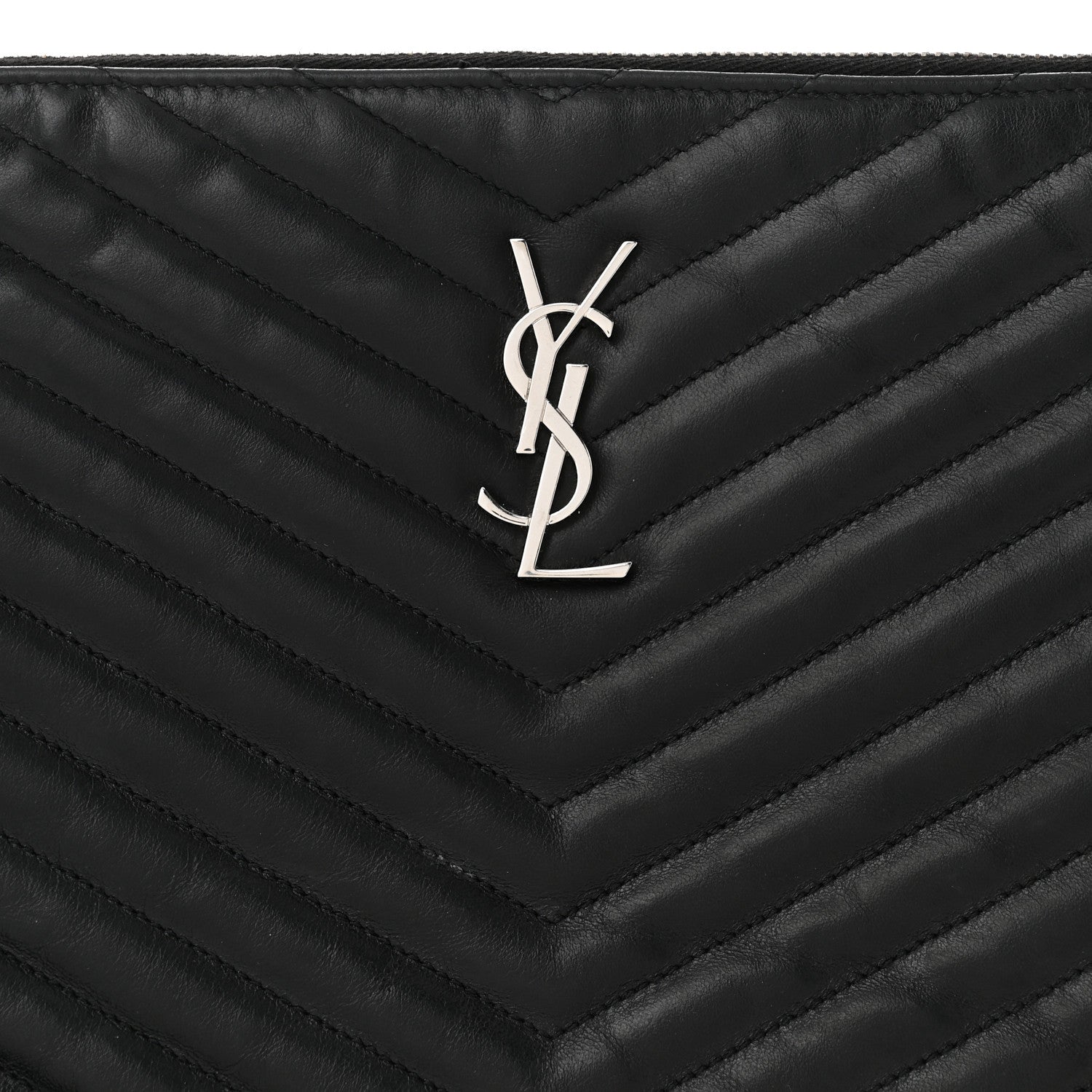 Saint Laurent Calfskin Matelasse Monogram Cassandre Tablet Pouch Black 8 of 10