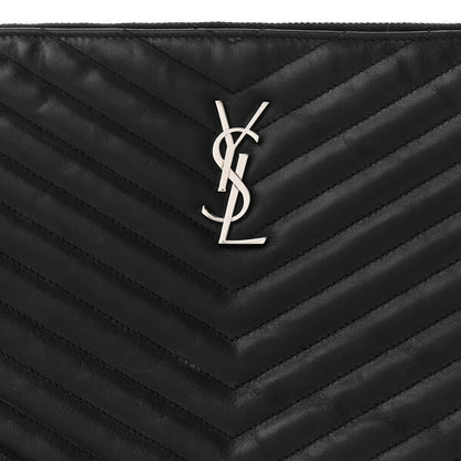 Saint Laurent Calfskin Matelasse Monogram Cassandre Tablet Pouch Black 8 of 10