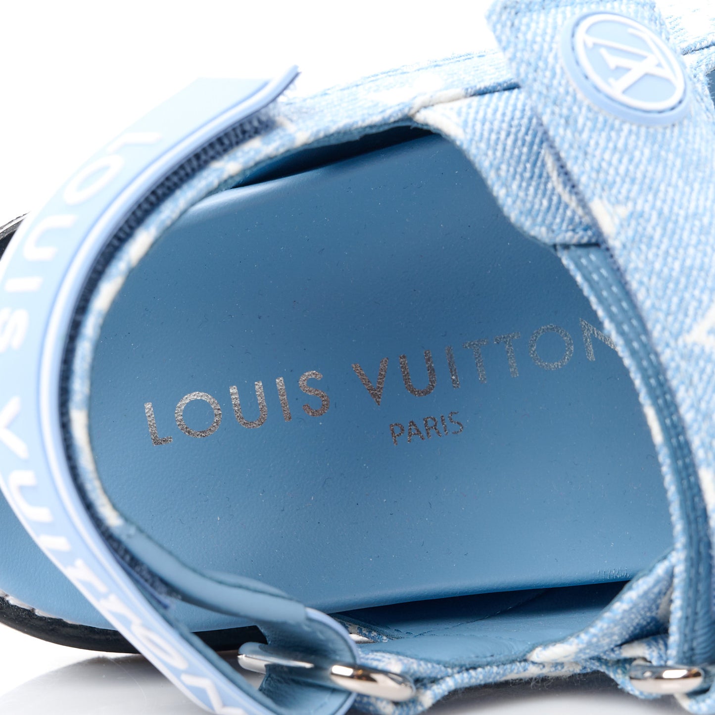 Monogram Denim Paseo Flat Comfort Sandals 35 Light Blue