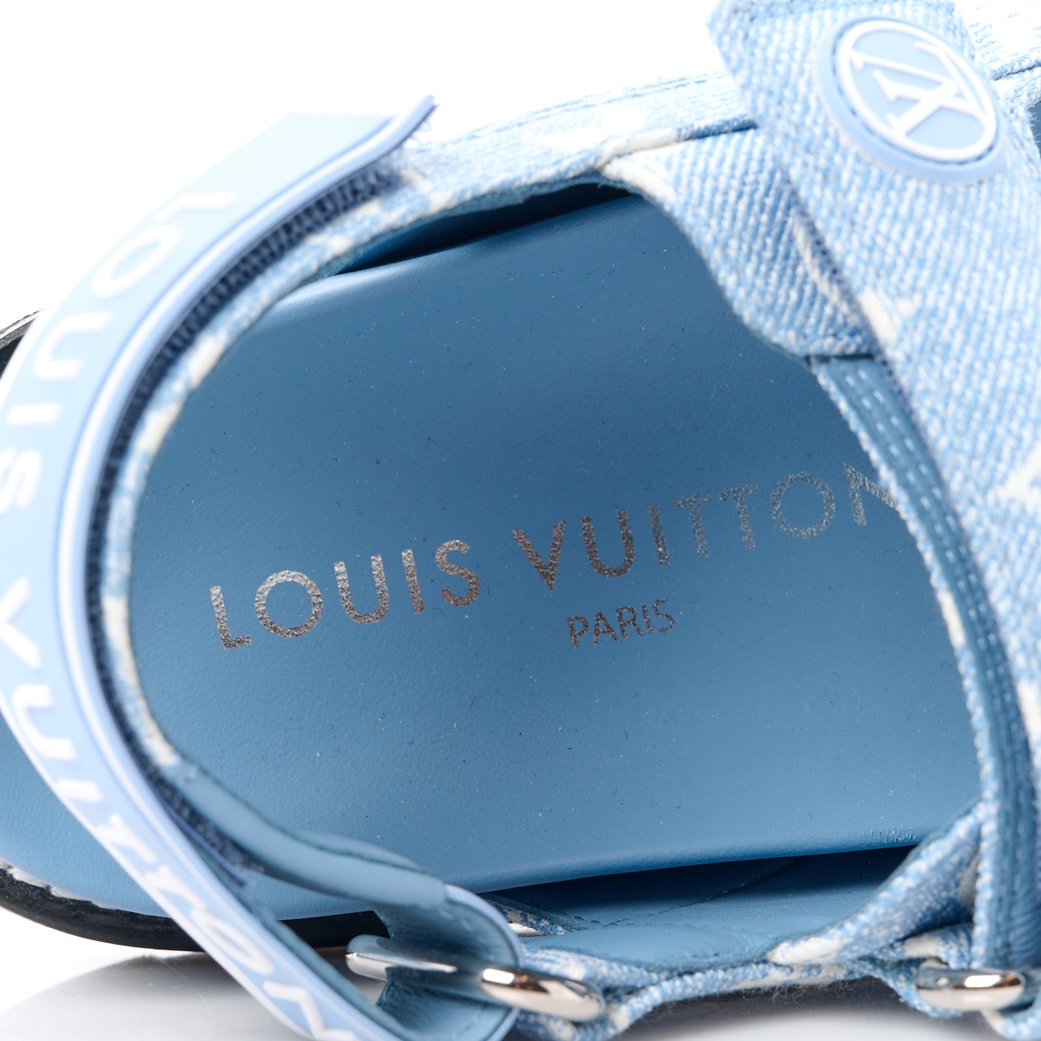 Louis Vuitton Monogram Denim Paseo Flat Comfort Sandals 35 Light Blue 7 of 8