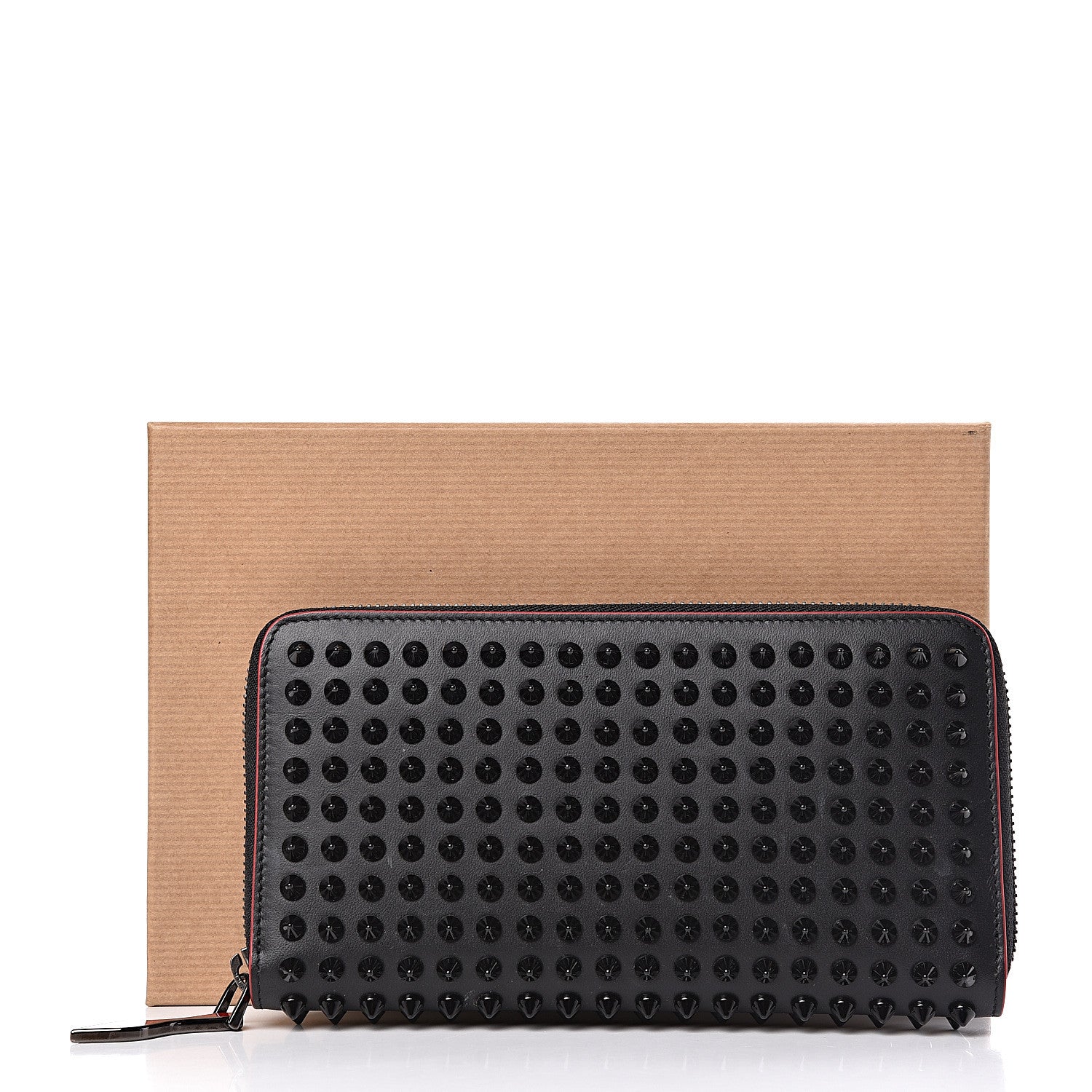 Christian Louboutin Calfskin Panettone Spiked Zip Around Wallet Black 7 of 7
