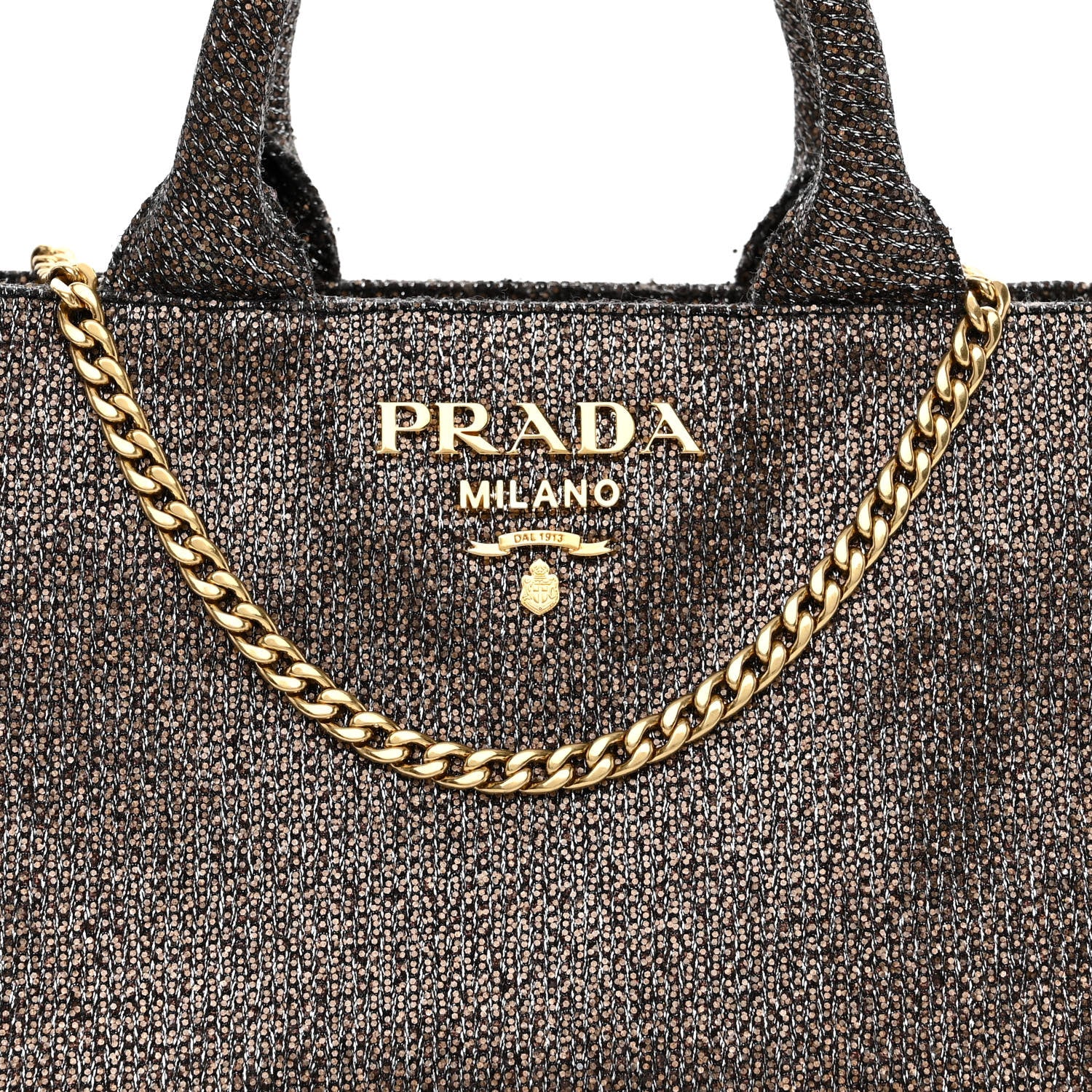 Prada Broccato Chain Tote Caffé 7 of 10