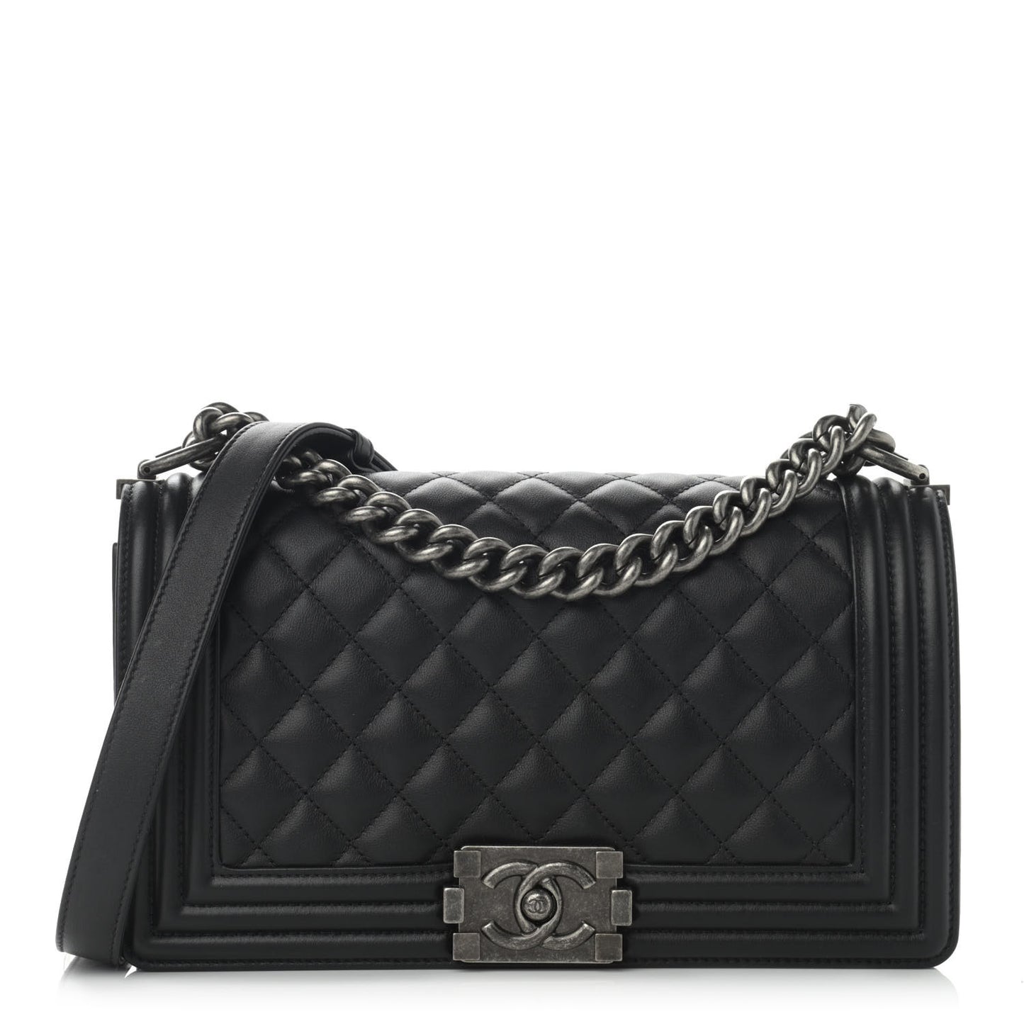 Calfskin Quilted Medium Boy Flap Black