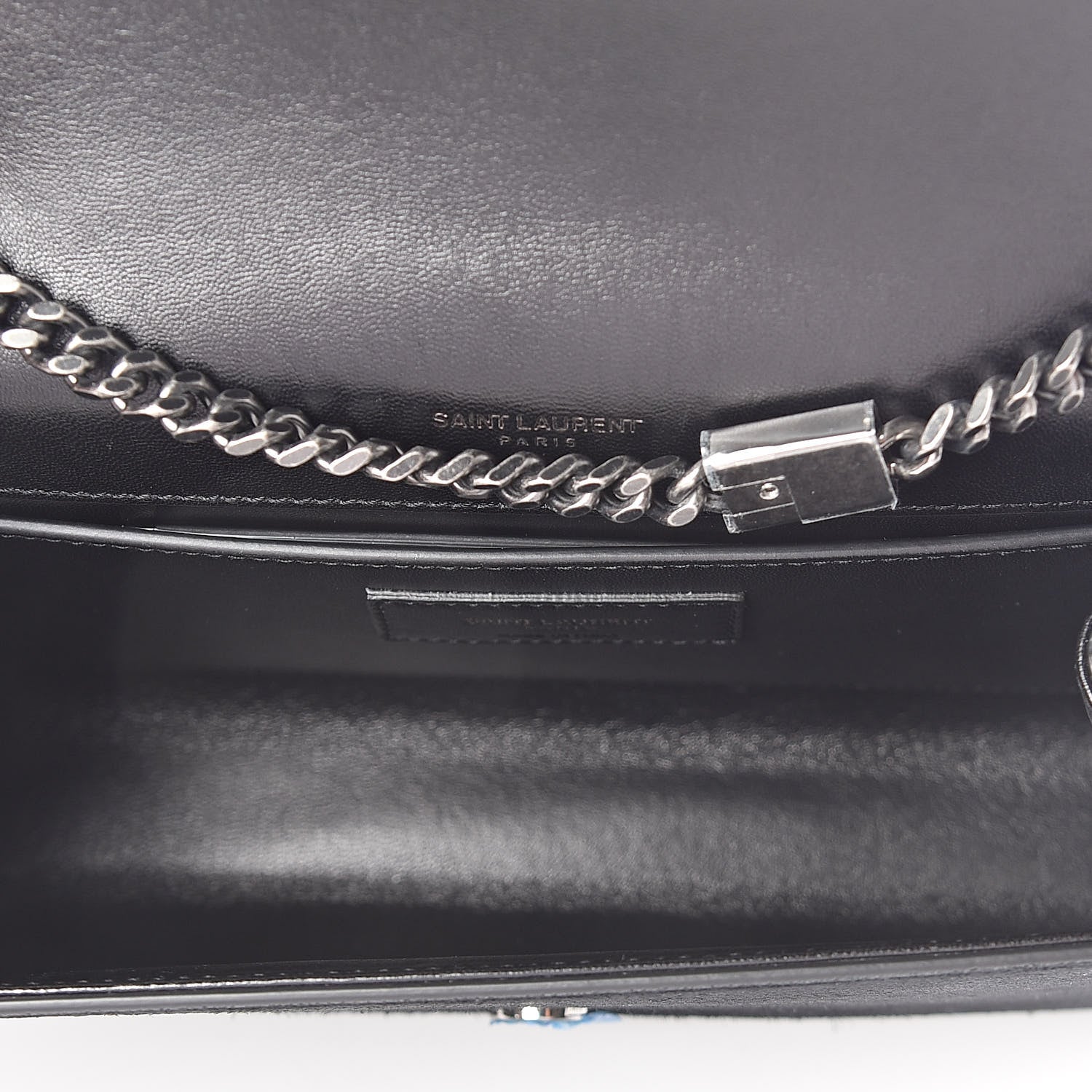 Saint Laurent Suede Star Studded Monogram Small Kate Satchel Black 4 of 9