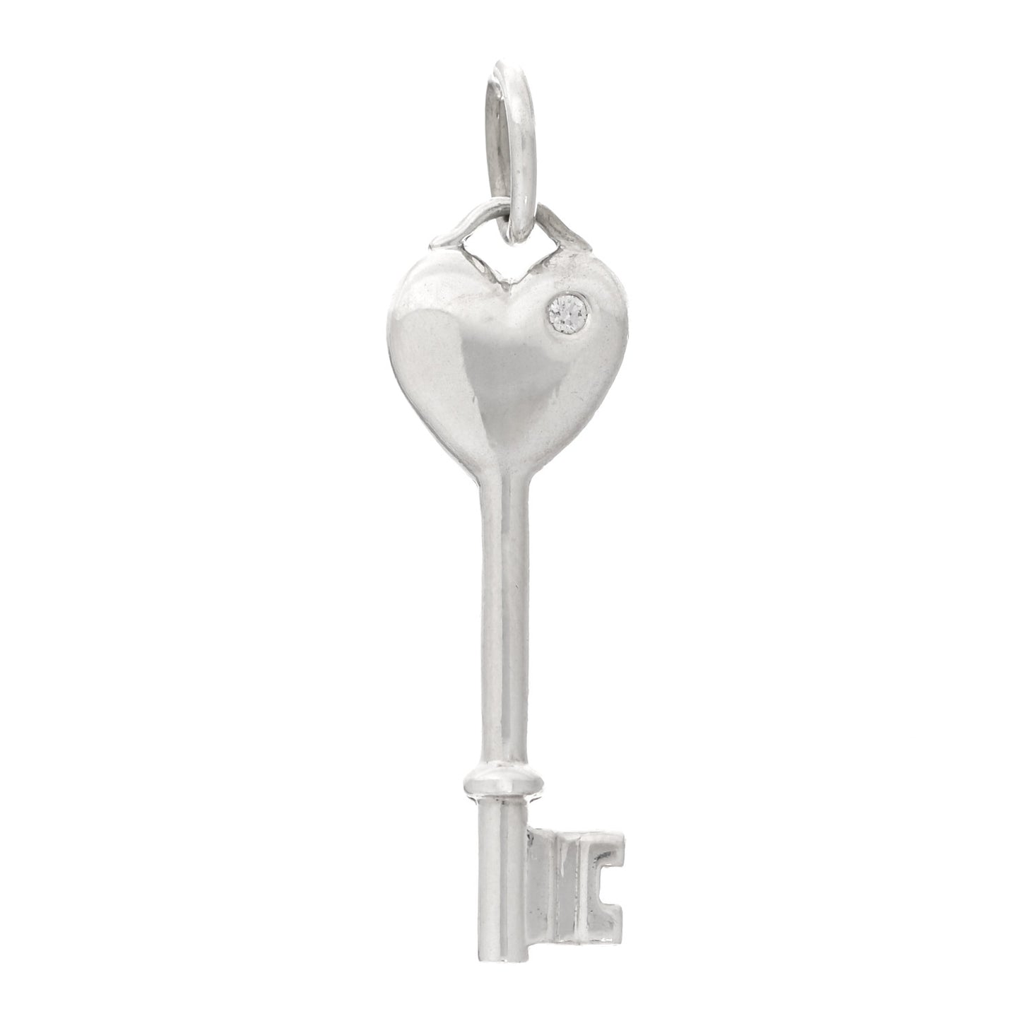 Sterling Silver Diamond Heart Key Pendant
